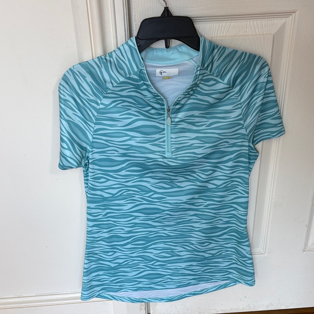 Greg Norman Collection Blue Zebra Print Muscle Tee